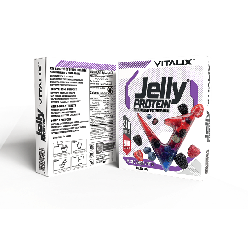 VITALIX Jelly Protein – Mixed Berry Vimto | 24g Premium Beef Protein Isolate | Zero Sugar | 26g