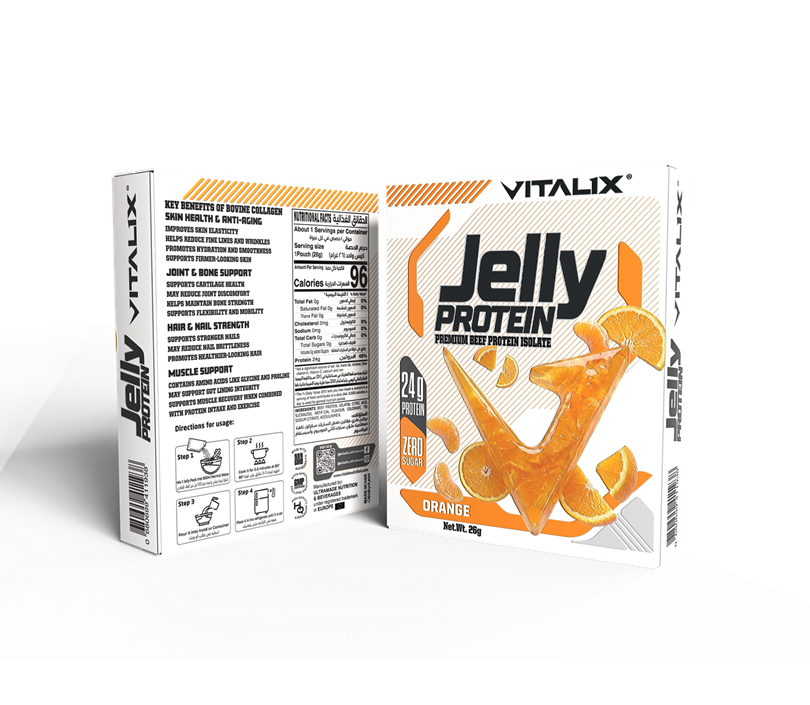 VITALIX Jelly Protein – Orange | 24g Premium Beef Protein Isolate | Zero Sugar | 26g