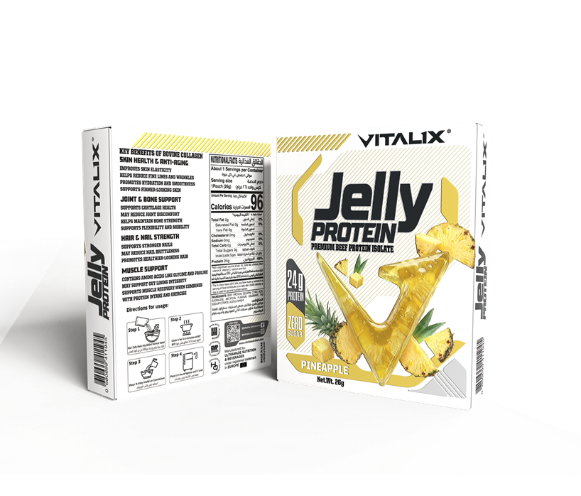 VITALIX Jelly Protein – Pineapple | 24g Premium Beef Protein Isolate | Zero Sugar | 26g