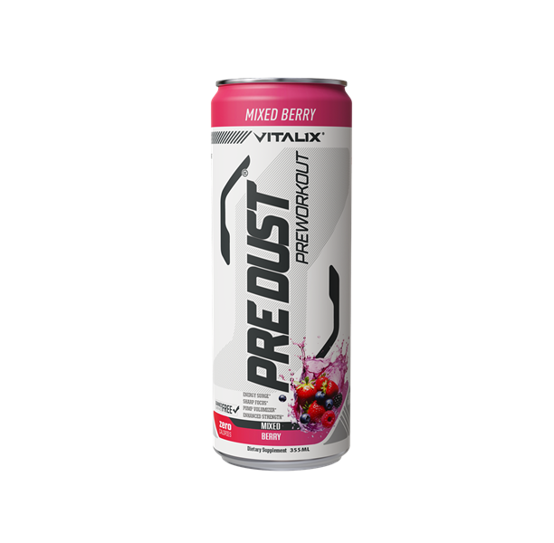 VITALIX PreDust Pre-Workout Drink – Mixed Berry | Zero Sugar | Ready-to-Drink | 355ml