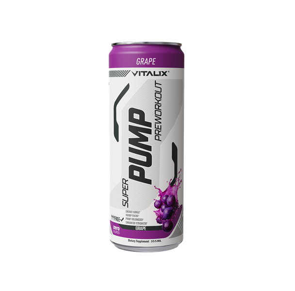 VITALIX Super Pump Pre-Workout Drink – Grape | Zero Sugar | Ready-to-Drink | 355ml
