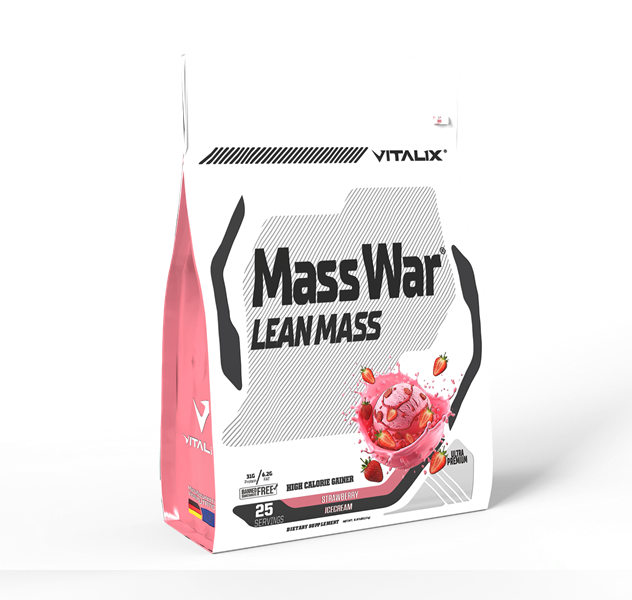 VITALIX Mass War Lean Mass | Strawberry Ice Cream | Lean Muscle & Healthy Weight Gain | 2.5kg
