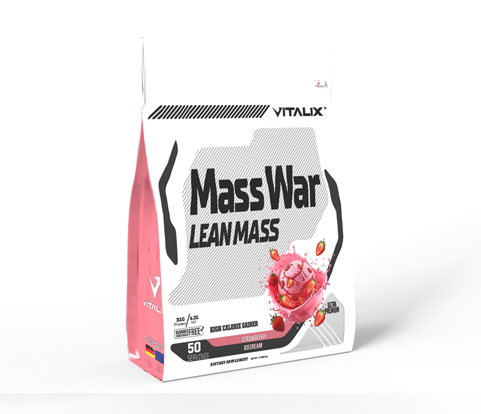 VITALIX Mass War Lean Mass | Strawberry Ice Cream | High-Calorie Lean Mass Gainer | 5kg